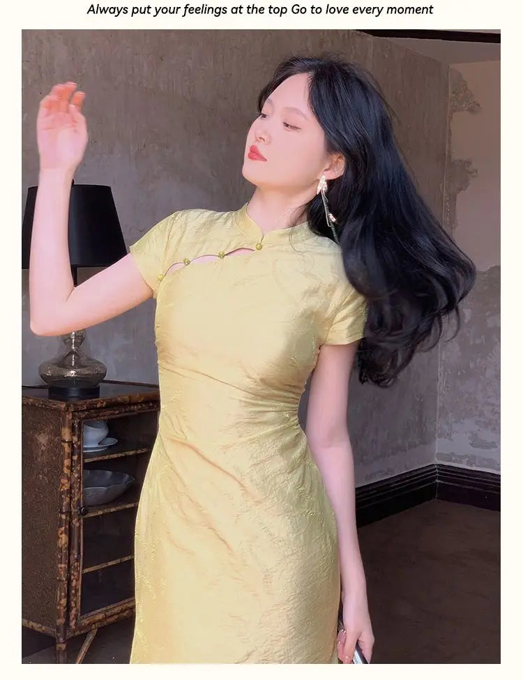 Chinese Style Dress Qipao Traditional Clothing Retro Young Improved Short Sleeve Cheongsam Dress Slim for Women Clothes Wedding - Seprincess