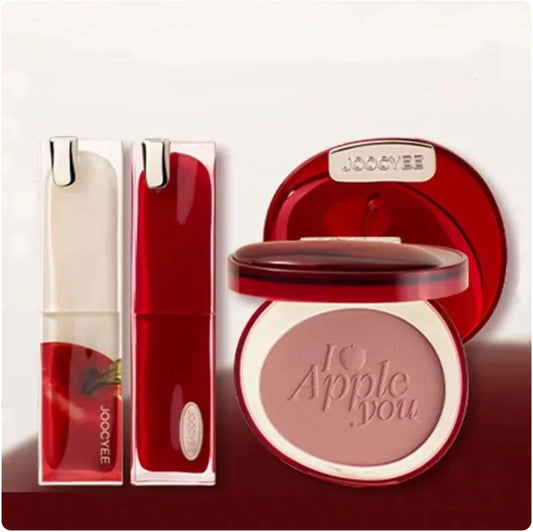 Joocyee I Apple You Collection Lipsticks Blush Highlighter Setting Powder Multi-Color Blush Palette Matte Shimmer Makeup - Seprincess