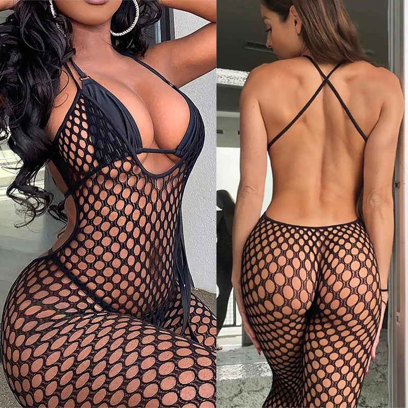 Sex Bodysuit Hollow out perspective tight binding deep V jumpsuit Sexy outfit sexy shoopy sexy hot underwear women xxx sexshop - Seprincess