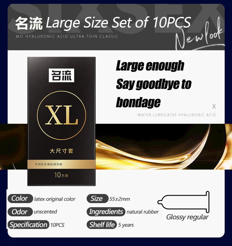 10PCS Condoms Ultra Thin Close Fit Extra Lubricated Natural Latex Penis Sleeve Contraception Supplies Adults Sex Toy Products - Seprincess