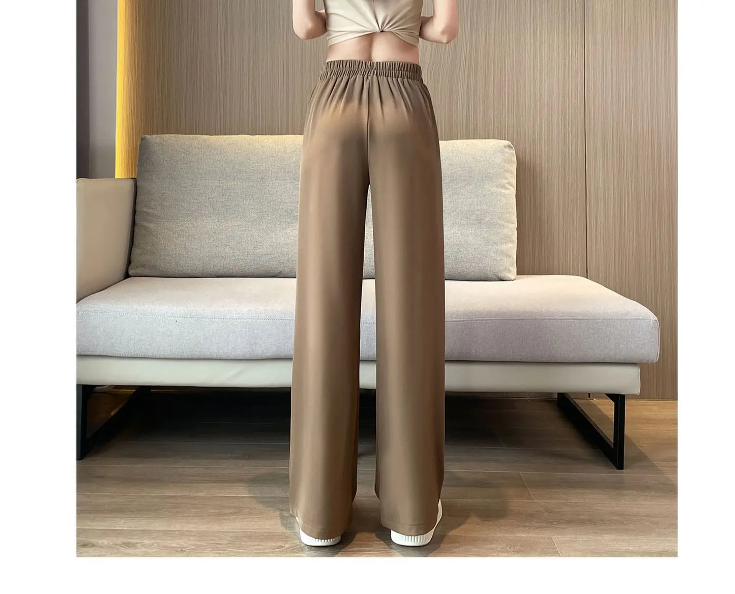 casual pants woman High sense pendant black suit wide leg high waist straight leg loose women's pants