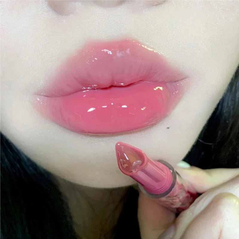 Moisturizing Jelly Mirror Lipstick Waterproof Lasting Clear Heart-shaped Solid Lip Gloss Pen Non-stick Cup Lips Tint Makeup - Seprincess