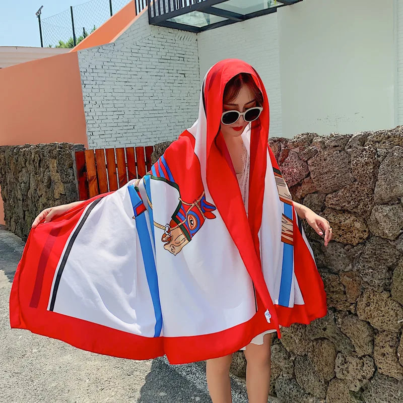 140x180cm Celebrity With The Same Cover-Ups Women Large Beach Dress Bikini Bathing Swimwear Sunburn Protection Sarong Wrap Scarf - Seprincess