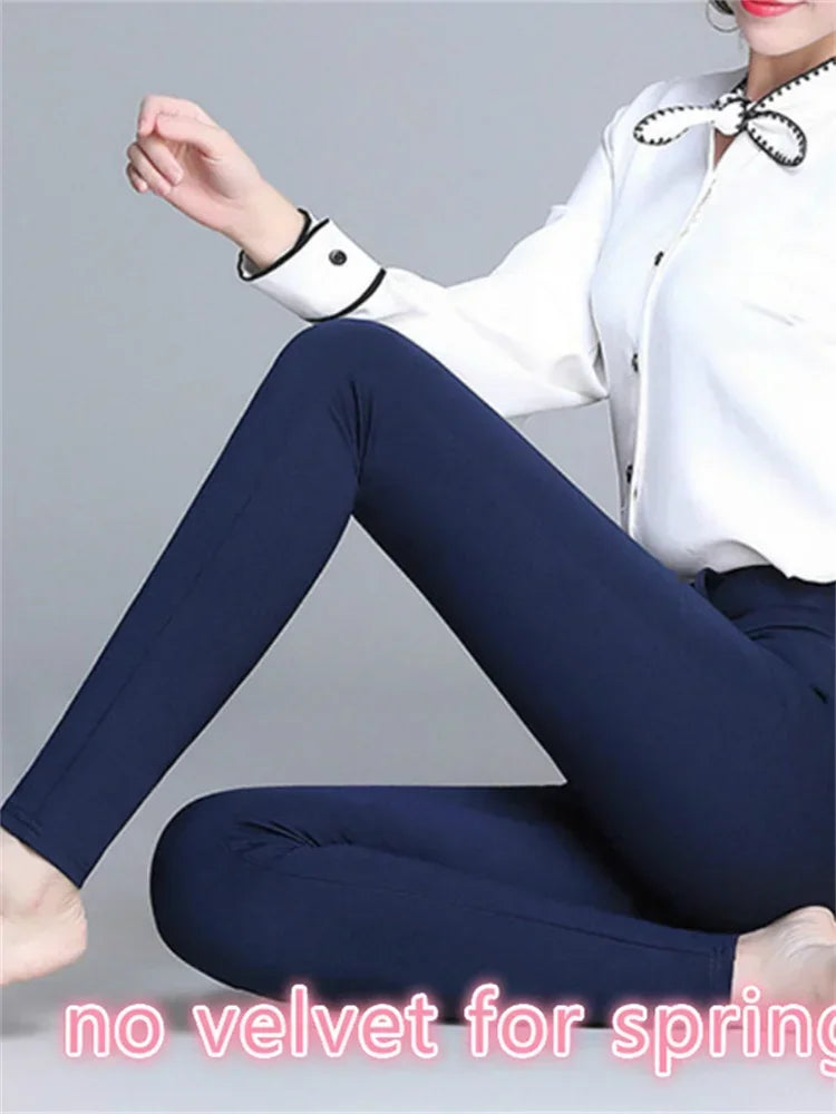 2022 New Fashion High Waist Autumn Winter Women Thick Warm Elastic Pants Quality S-5XL Trousers Tight Type Pencil Pants