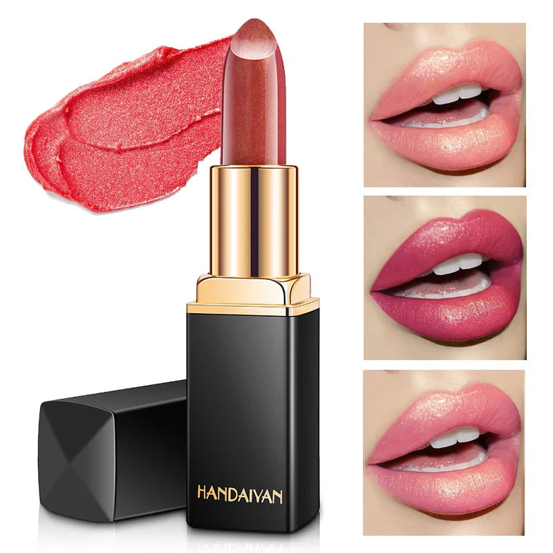 Handaiyan 9 Colors Glitter Matte Velvet Nude Lipstick Shimmer Sexy Red Pigments Makeup Long Lasting Waterproof Profissional - Seprincess