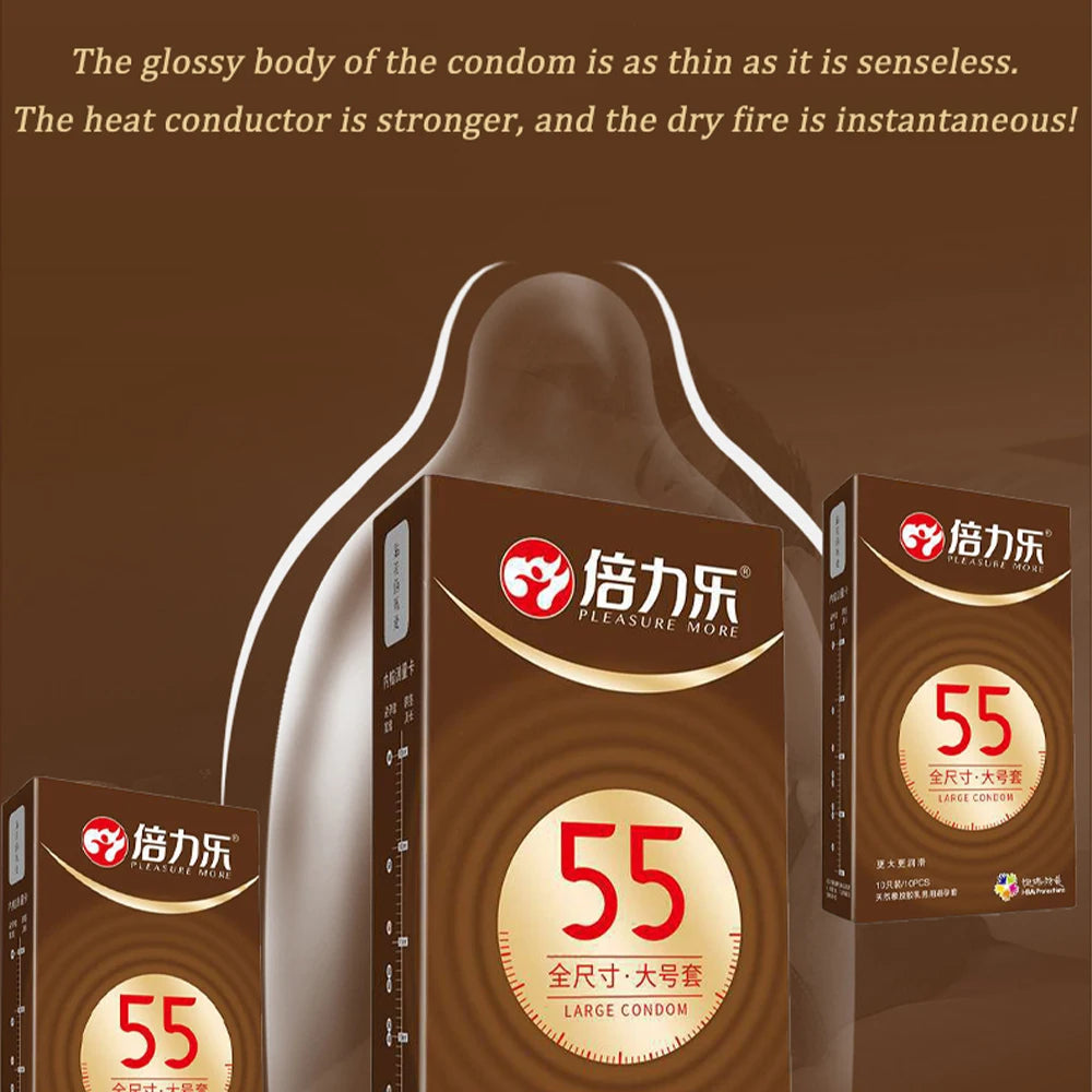 Ultra Thin Large Condom 55/56/58/60mm Penis Sleeves Condom Lubricant Glossy Natural Latex Adult Erotic Safer Sex Products - Seprincess