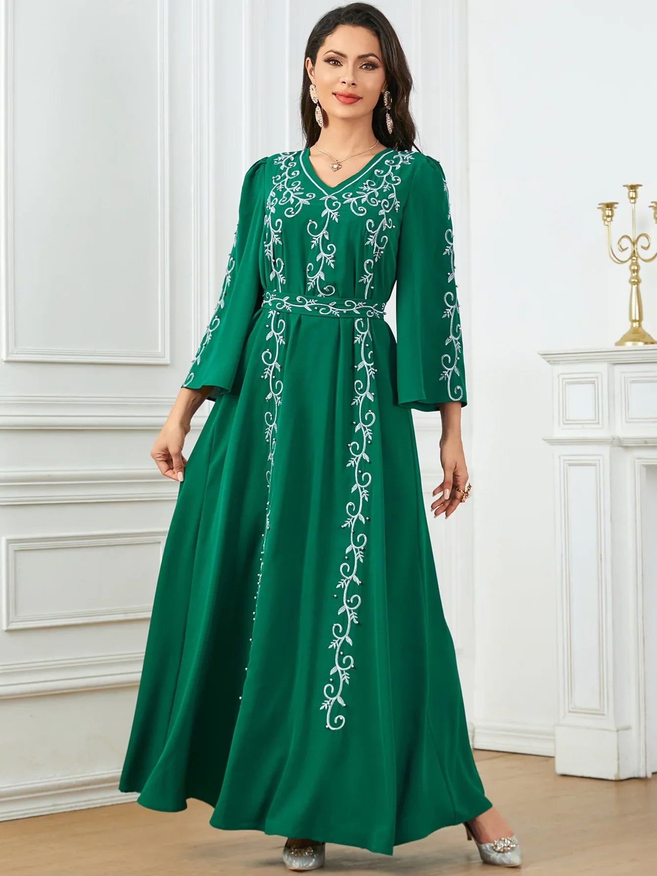 Eid Mubarak Party Muslim Women Embroidery Abayas Dress Turkey Dubai Kaftan Robe Morocco Jalabiya Islam Clothing Arab Vestidos - Seprincess