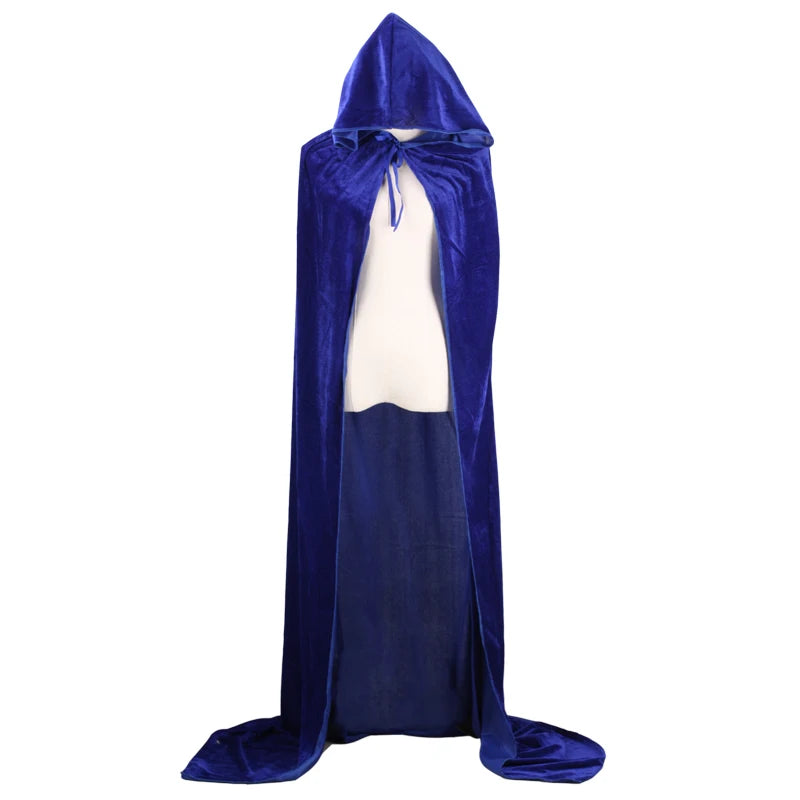 Halloween Pleuche Velvet Cloak Cape Hooded Medieval Costume Witch Wicca Vampire Halloween Cosplay Costume Cape for Christmas - Seprincess