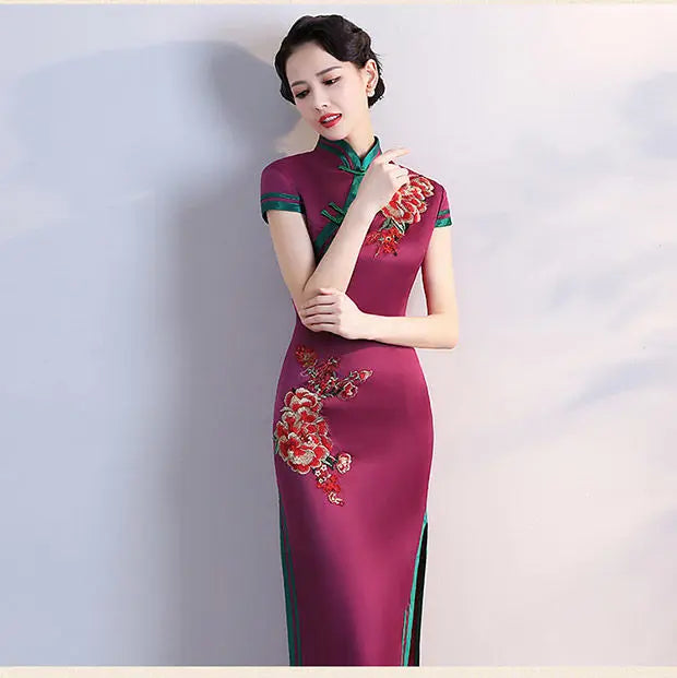 S-5XL Grren Party Cheongsam Vintage Chinese Style Spring Long Evening Dress Oriental Woman Elegant Qipao Vestido - Seprincess