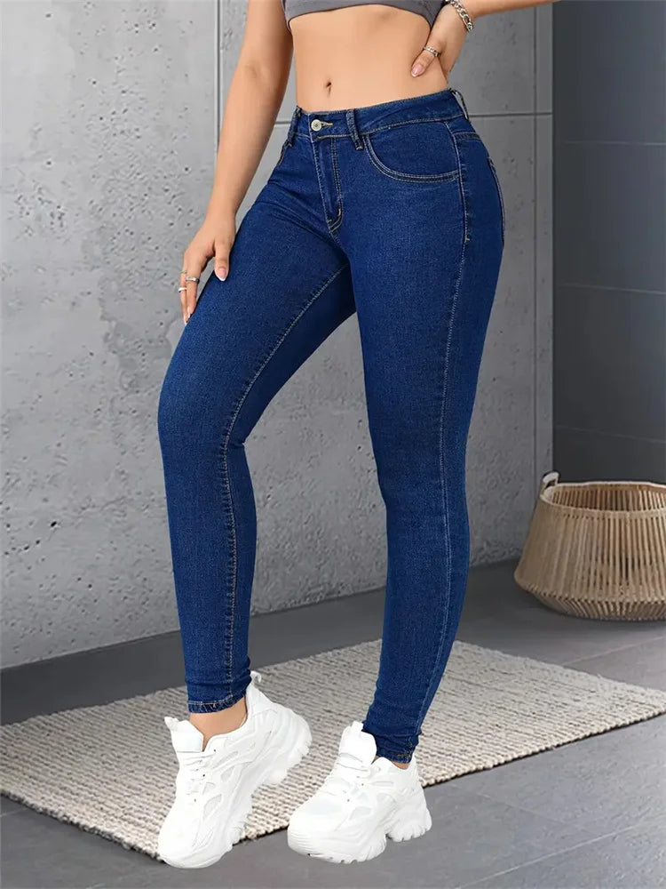 Women Stretch Skinny Jeans Lady Slim Fit Pencil Jeans Girls Leggings Straight Leg Denim Pants Blue Gray Black Sexy Long Trousers