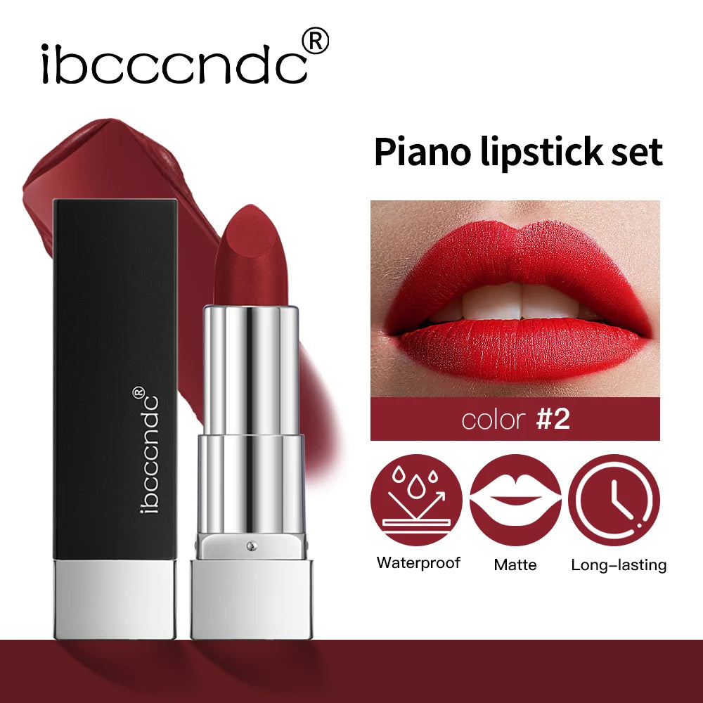 8Pcs/Set Velvet Matte Lipstick Set Long Lasting Waterproof Creative Piano Box Design Nude Red Batom Makeup Cosmetic Gifts - Seprincess