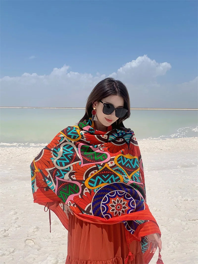 17 Styles 90x180cm Travel Beach Sunscreen Scarve Bikini Large Shawl Sarong Wrap Scarf Women Brazilian Swimsuit Bathing Cover-ups