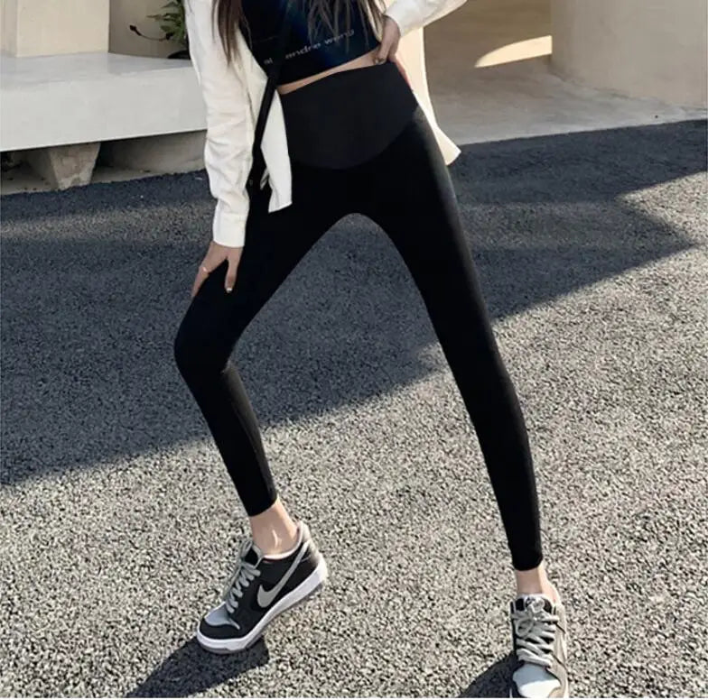 2024 Spring Slim Maternity Pencil Pants High Waist Pregnant Woman Skinny Denim Trousers Black Elegant Office Lady Belly Jeans