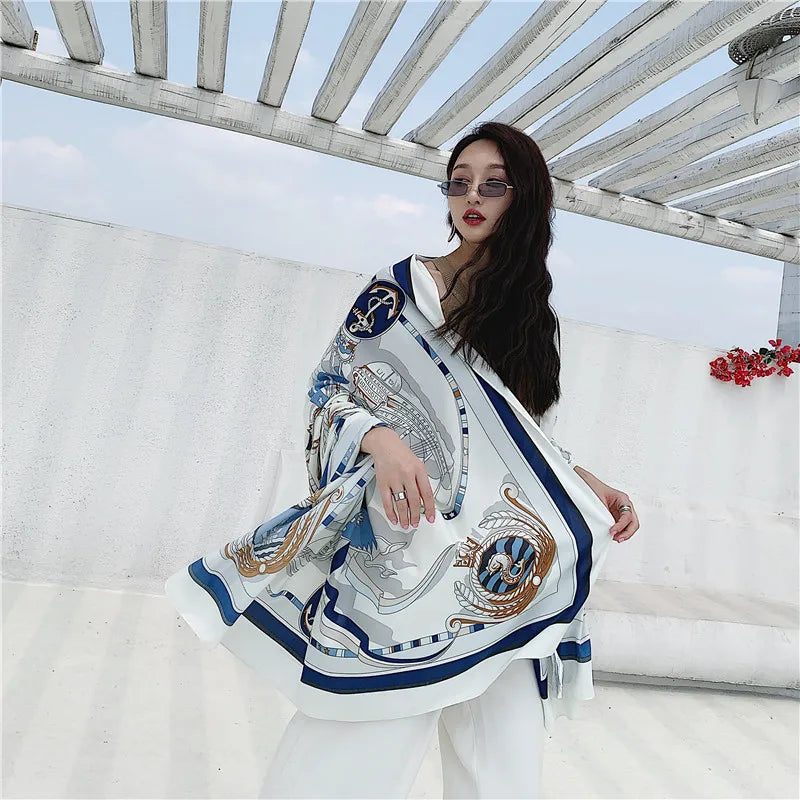 140x180cm Celebrity With The Same Cover-Ups Women Large Beach Dress Bikini Bathing Swimwear Sunburn Protection Sarong Wrap Scarf