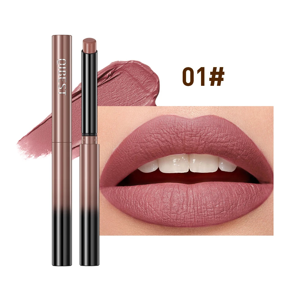 QIBEST New Velvet Matte Lipstick Long Lasting Waterproof Lipstick Non-Stick Cup Lip Stain Tint Cosmetics Lip Pencil Liner Makeup - Seprincess