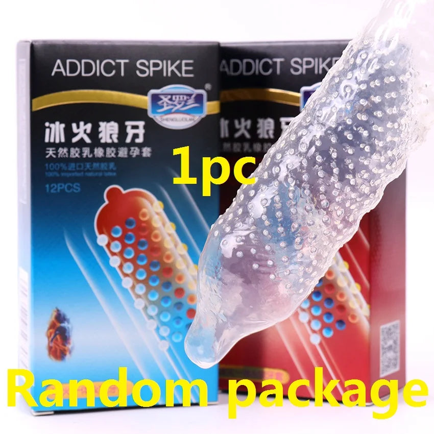 12PCS Erotic Condoms Ice and Hot Feeling Big Particles Spikes Condom G Point Stimulation Sexshop Contraception for Men Sex Toys - Seprincess