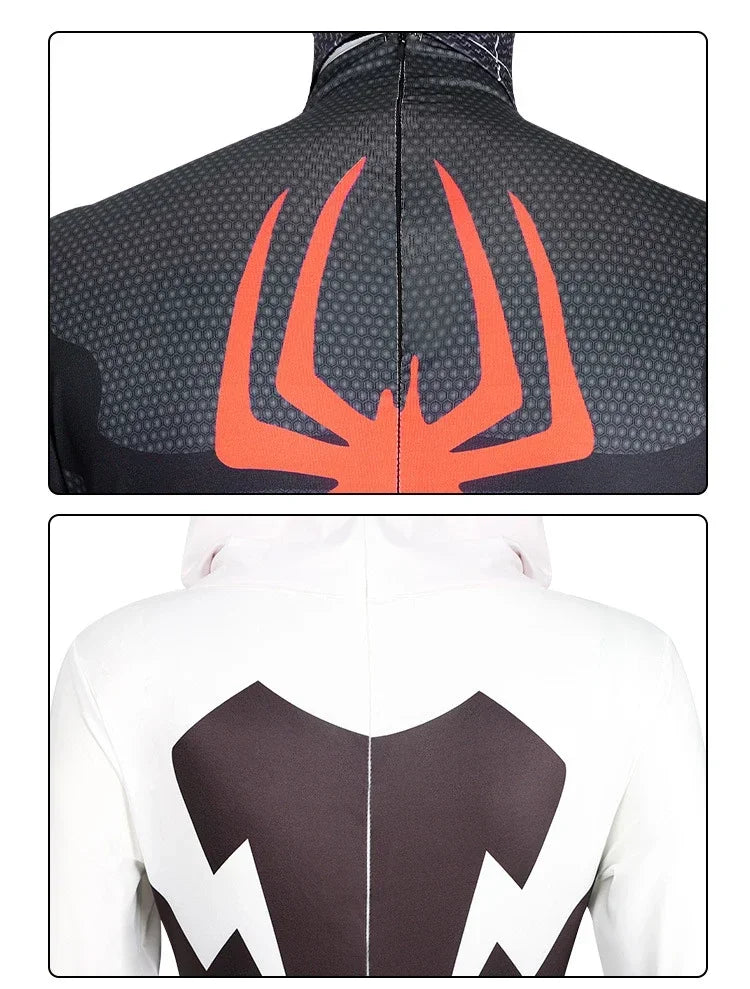 Superhero SpiderMan Into The Spider-Verse Cosplay Costume Gwen Miles Spider Man Suit Bodysuit Lovers Adult Couple Party Dress Up - Seprincess