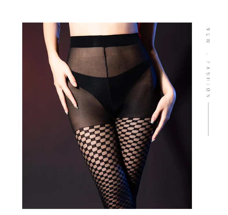 Stockings Mesh see through plaid tight fitting Socks women's new xxnx latex sexy outfits cute core slip underwear silk Sex shop - Seprincess