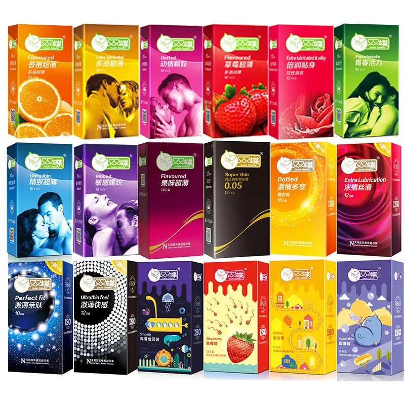 10PCS Passion Condom Adult Sex Toys Thread Strawberry Flavor Penis Sleeves Male Latex Fama Dotted Condoms Contraception Sex Shop - Seprincess