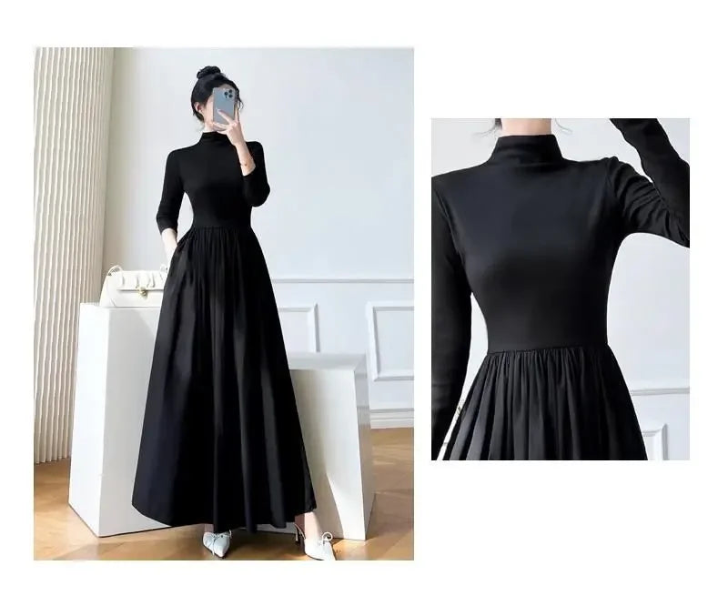 2024 New Slim Long Sleeve Elegant Dress Autumn Winter Thin Casual Temperament Pullovers Women's Clothing Office Lady Simplicity - Seprincess