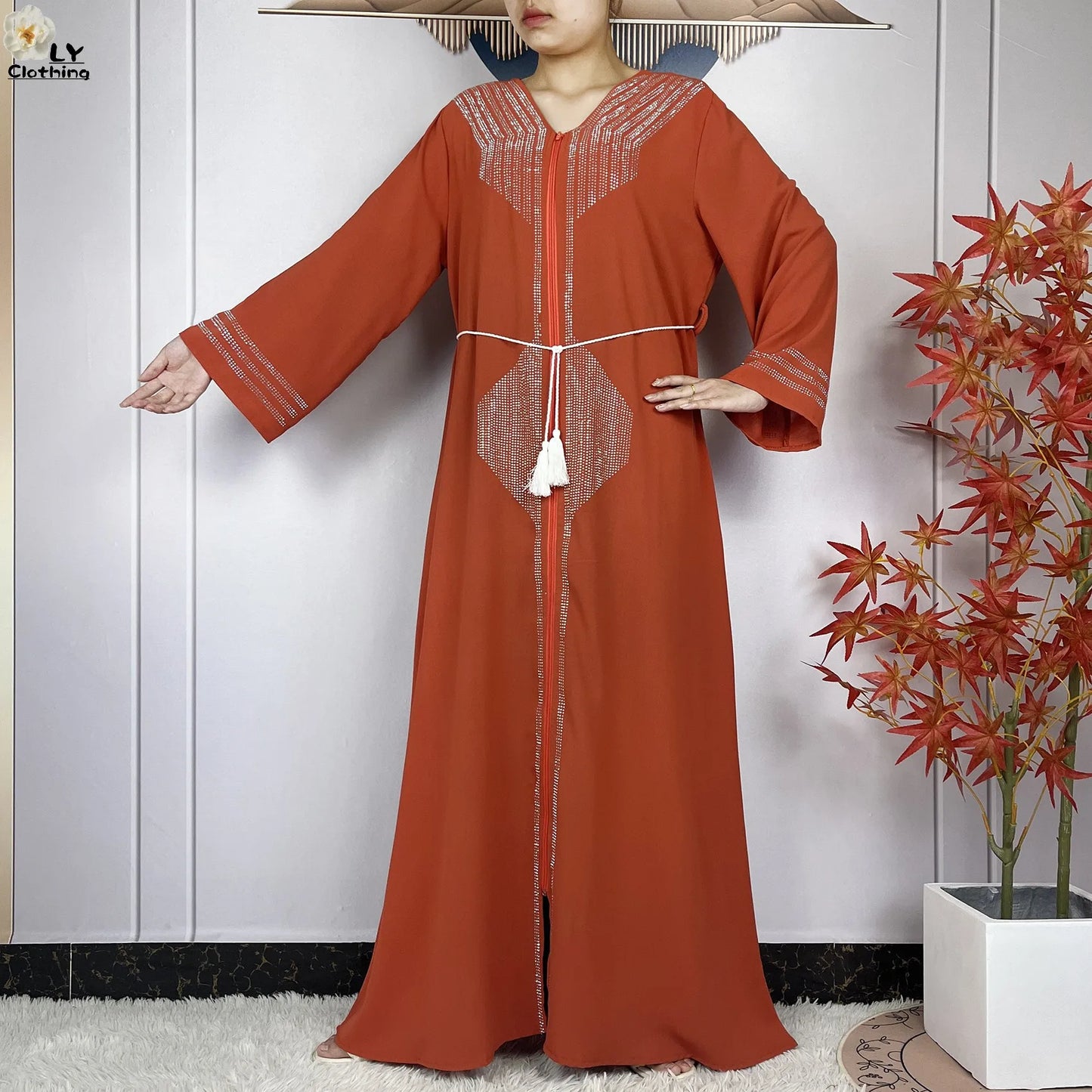 2024 For Women Elegant Dresses Dubai Party Outfits Long Sleeved Chiffon Dashiki Muslim Women Robe Open African Abaya Clothing