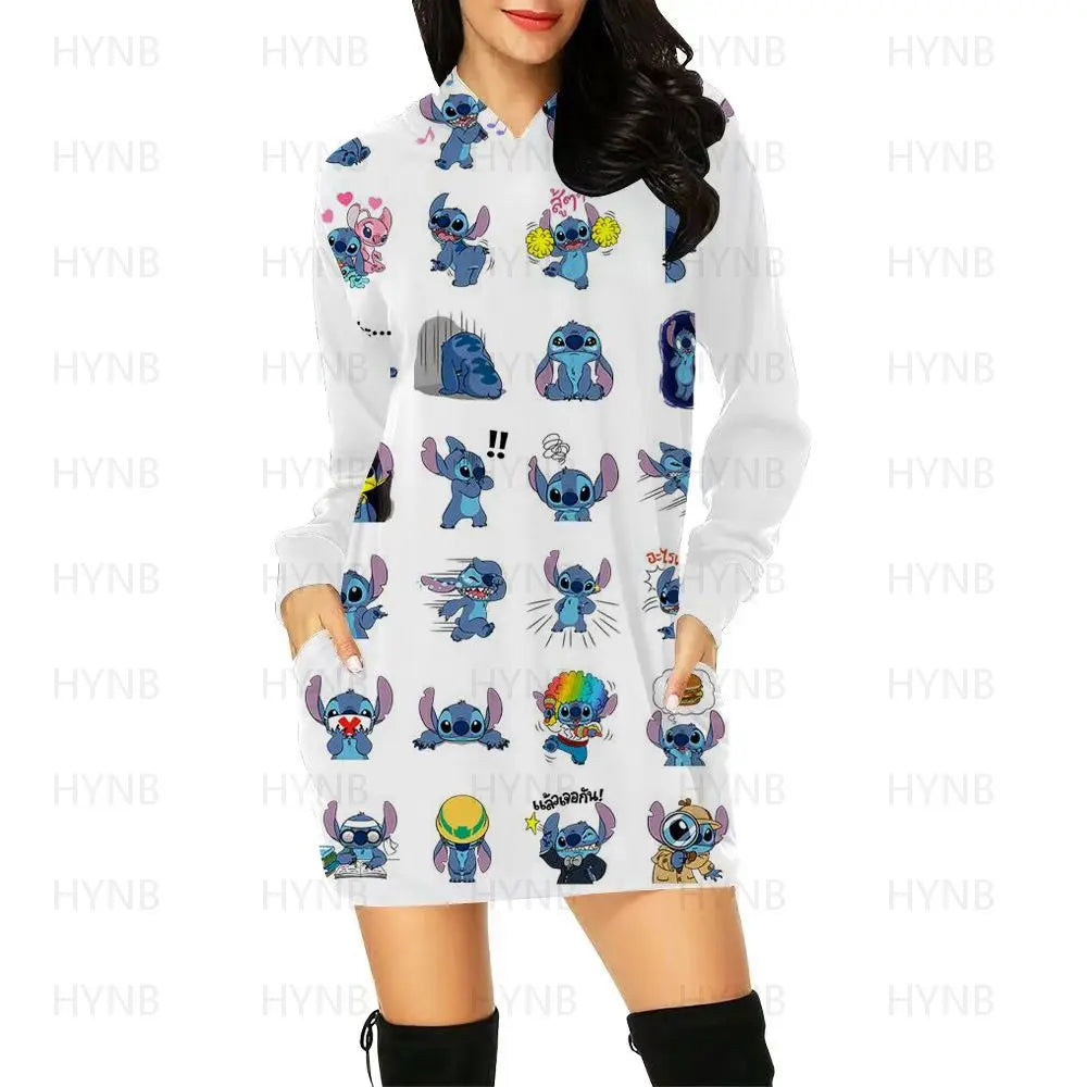 Sweater Dress Luxury Party Mini Stitch Hoodie Dresses for Women 2024 Long Sleeves Sexy Disney Kawaii Chic Woman Evening Y2k Prom - Seprincess