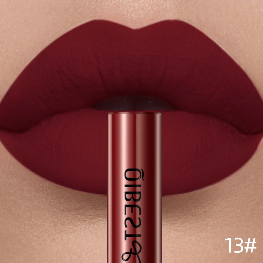 QIBEST Liquid Lipstick Waterproof Velvet Nude Matte Sexy Red Lip Gloss Long Lasting Nonstick Lip Stain Makeup 24 Colors Hots