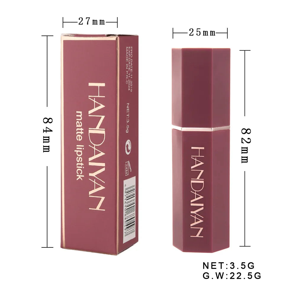 Handaiyan 6 Pcs Matte Waterproof Velvet Nude Lipstick Sexy Red Brown Pigments Makeup Long Lasting Profissional - Seprincess