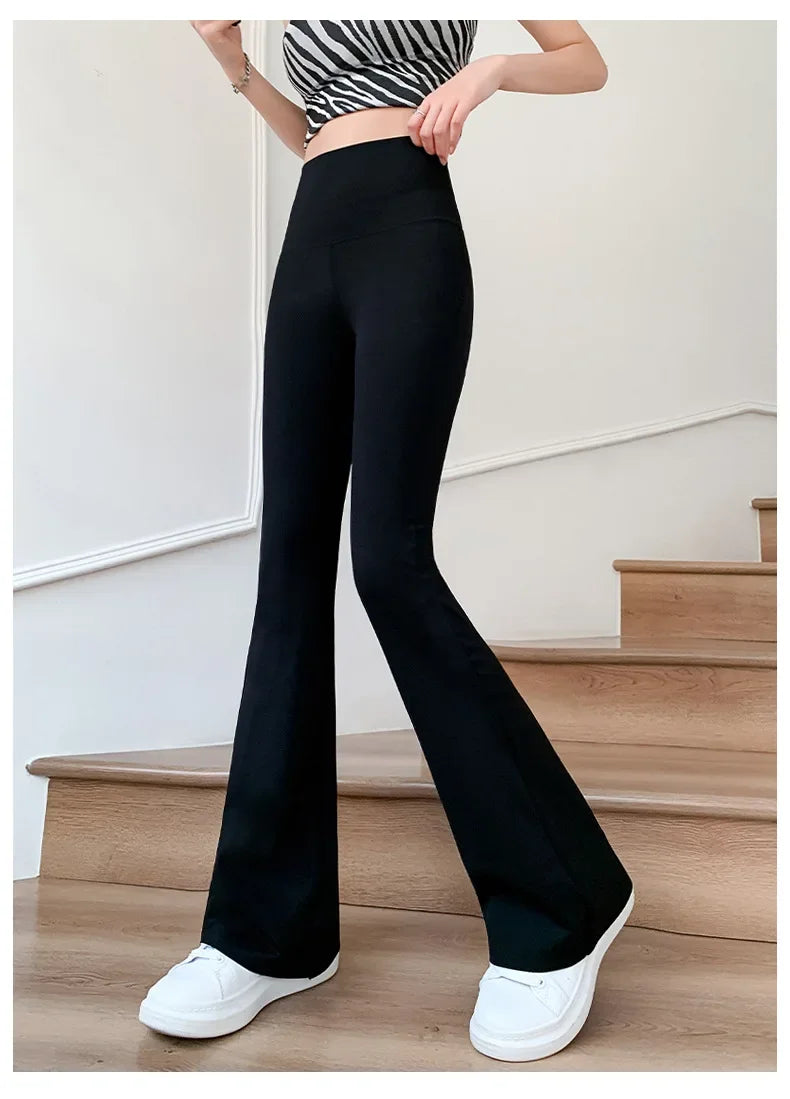 Women Flare Pants Slim High Waist Solid Sexy Shark Flare Pants Fashion Casual Streetwear Elastic Butt Lift Skinny Leggings