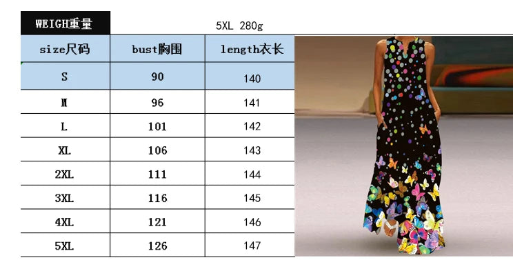 2024 New Summer Women's Sleeveless V-neck Printed Sexy Long Dress for Cross Border Trade in Europe and America - Seprincess