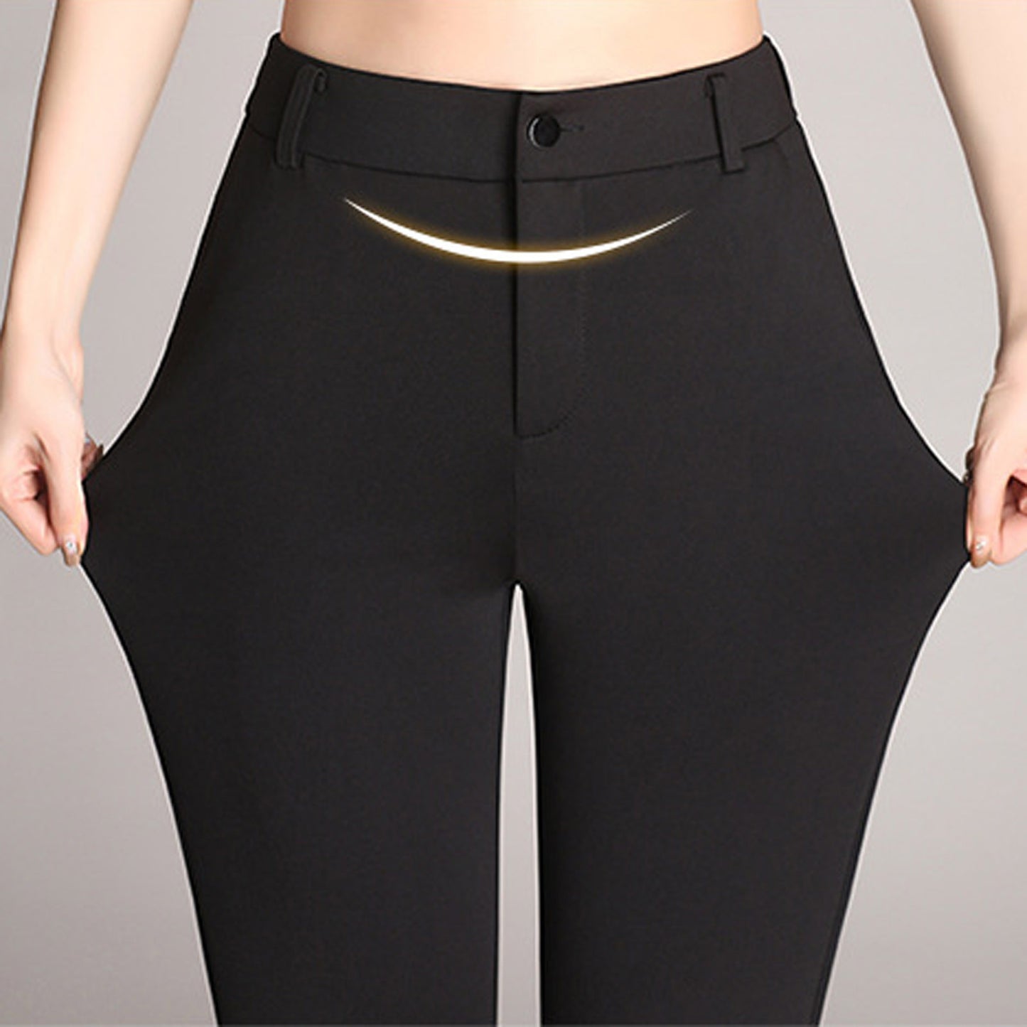 Autumn and Winter Women Pockets High Waist Solid Straight-leg Pants Long Trousers Flared Pants