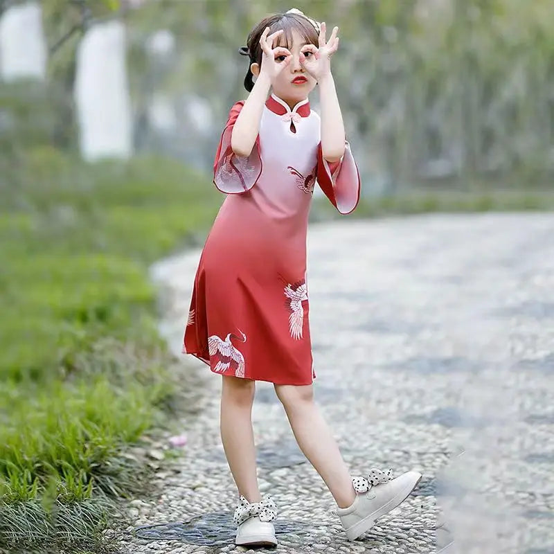 Kids Hanfu Dress Elegant Princess Dress Summer Dresses Chinese Cheongsams For Girls Traditional Chinese Dress Toddler Dress - Seprincess