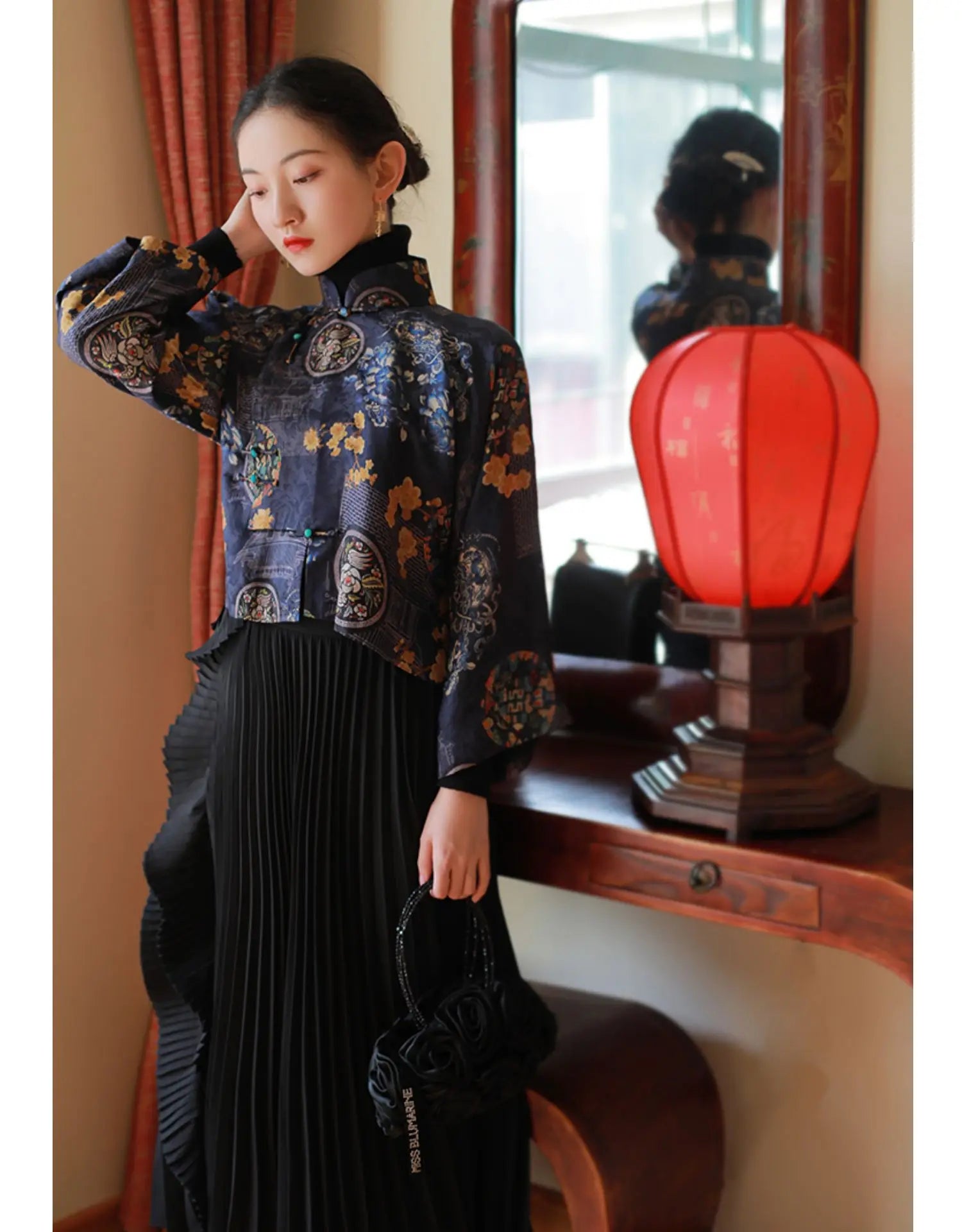 2023 Autumn New Chinese Style Traditional Hanfu Top Print Cheongsam Oriental Blouse Elegant Festival Party Dress Qipao Top Pd - Seprincess