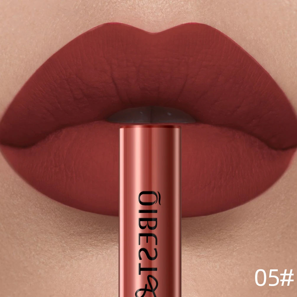 QIBEST Liquid Lipstick Waterproof Velvet Nude Matte Sexy Red Lip Gloss Long Lasting Nonstick Lip Stain Makeup 24 Colors Hots