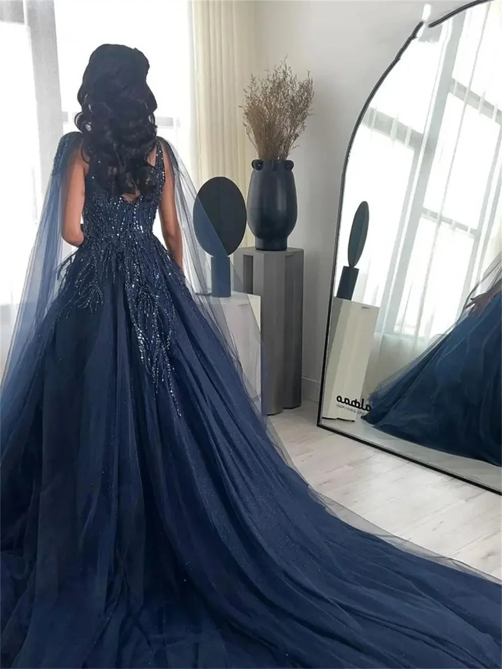 Amanda Lace Embroidery Tulle vestidos de noche Detachable Shawl Prom Dresses Elegant Sleeveless Floor-Length Formal Evening 2024 - Seprincess