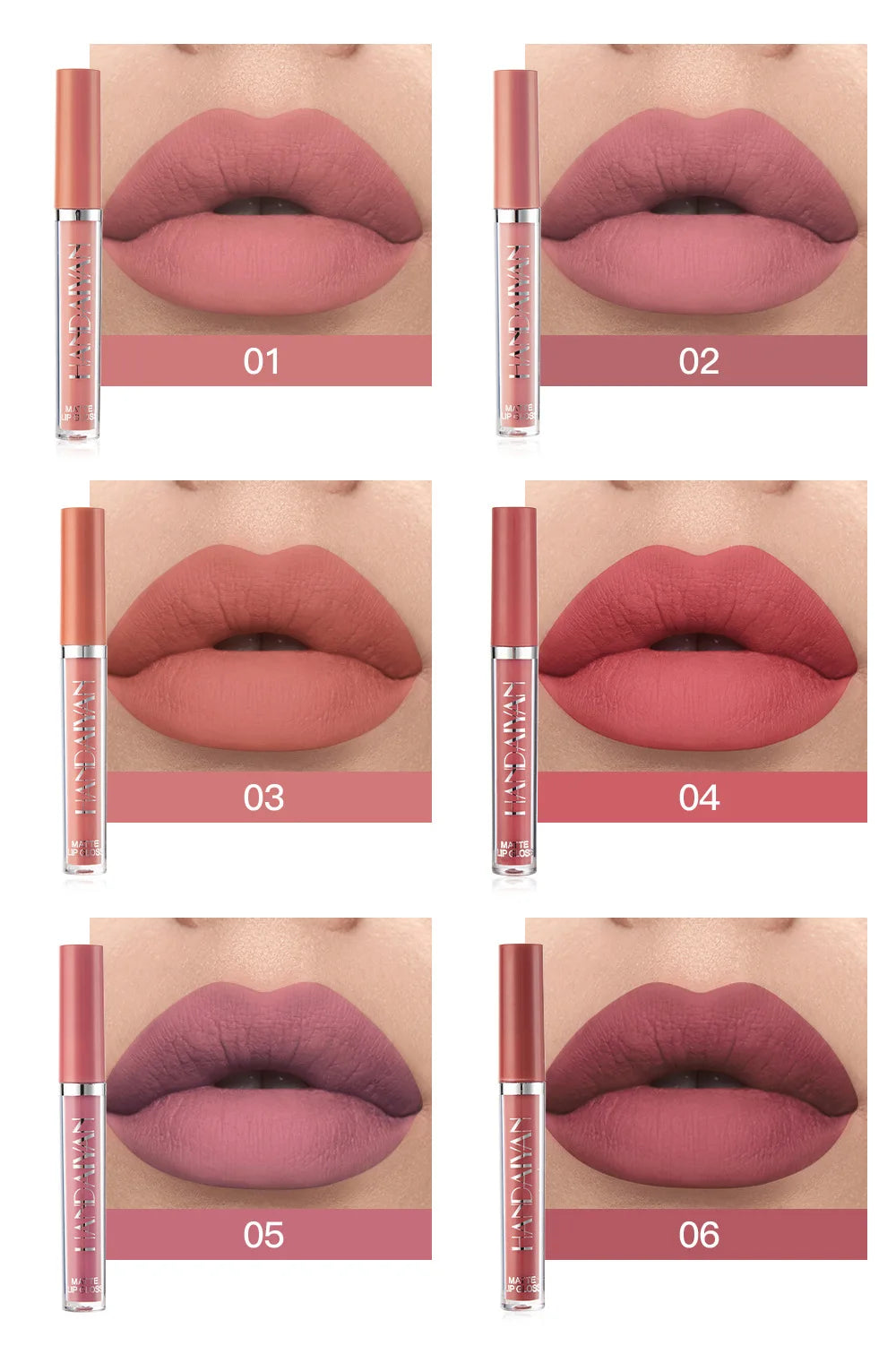 HANDAIYAN 6Pcs Liquid Velvet Matte Lip Gloss Red Lipstick Nude Makeup Women Long Lasting Waterproof Beauty Cosmetics - Seprincess