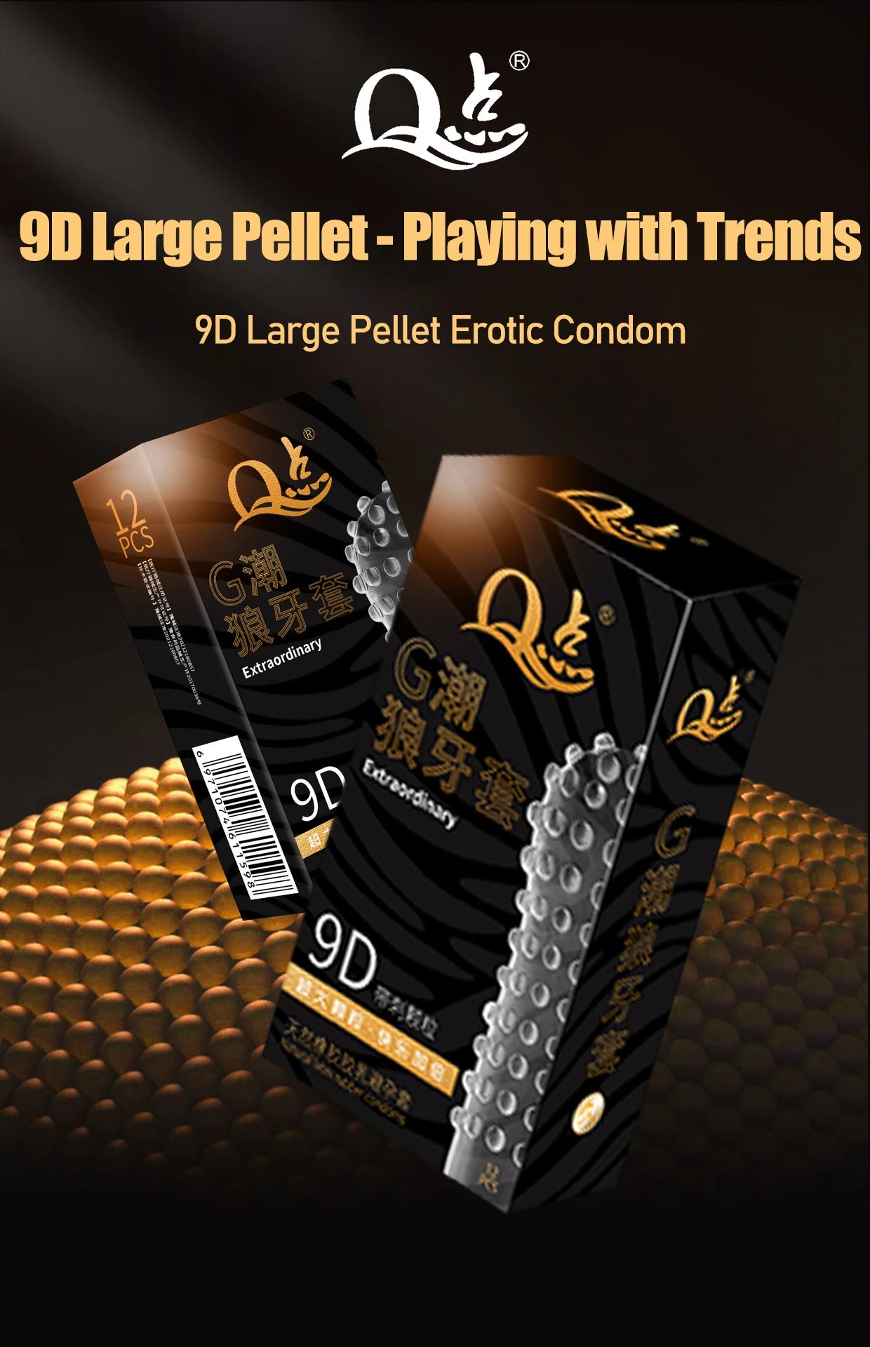 Ultra-thin Condoms Delay Large Particles 12pcs Male Adult Erotic Sex Toys Lasting Wolf Teeth Hyaluronic Acid Penis Sleeves - Seprincess