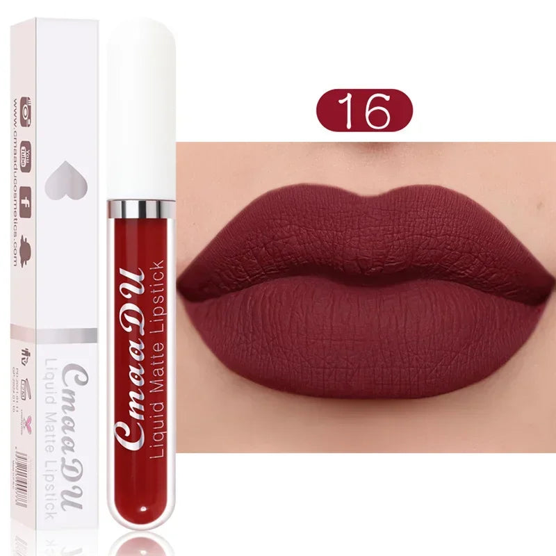 3Pcs/Set Waterproof Matte Nude Lip Gloss Brown Nude Pigment Dark Red Long Lasting Velvet Liquid Lipstick Women Makeup Lip Glaze - Seprincess