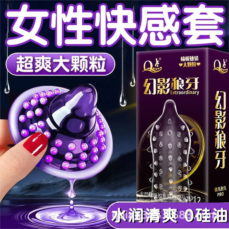 12pcs Men's Condoms With 9D Super Dotted Spikes Sex Toys For Men G Spot Vaginal Stimulation Penis Sleeve Adult Supplies Sex Shop - Seprincess