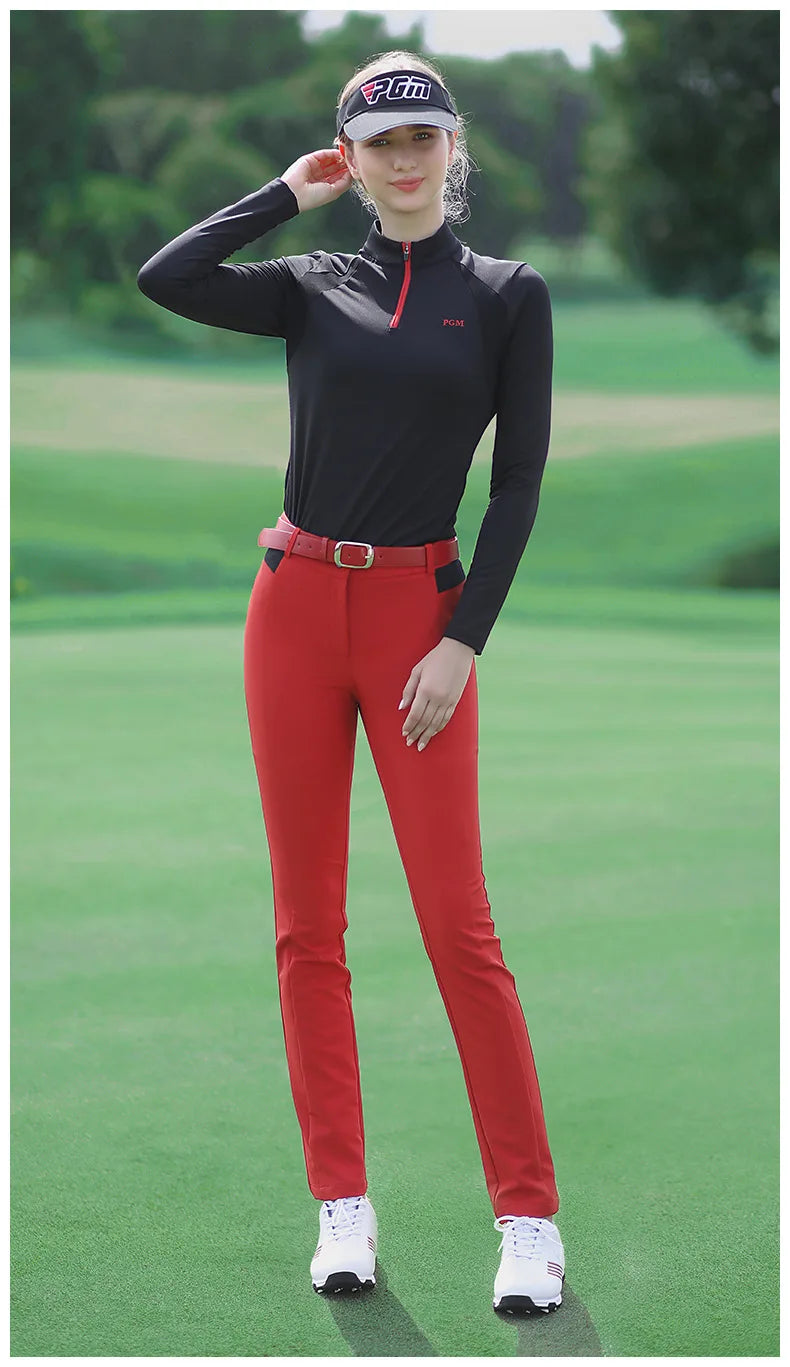 PGM Autumn Winter Ladies Golf Pants Women High Elasticity Sport Trousers Slim Fit Golf/Tennis Pants Warm Windproof Golf Clothing