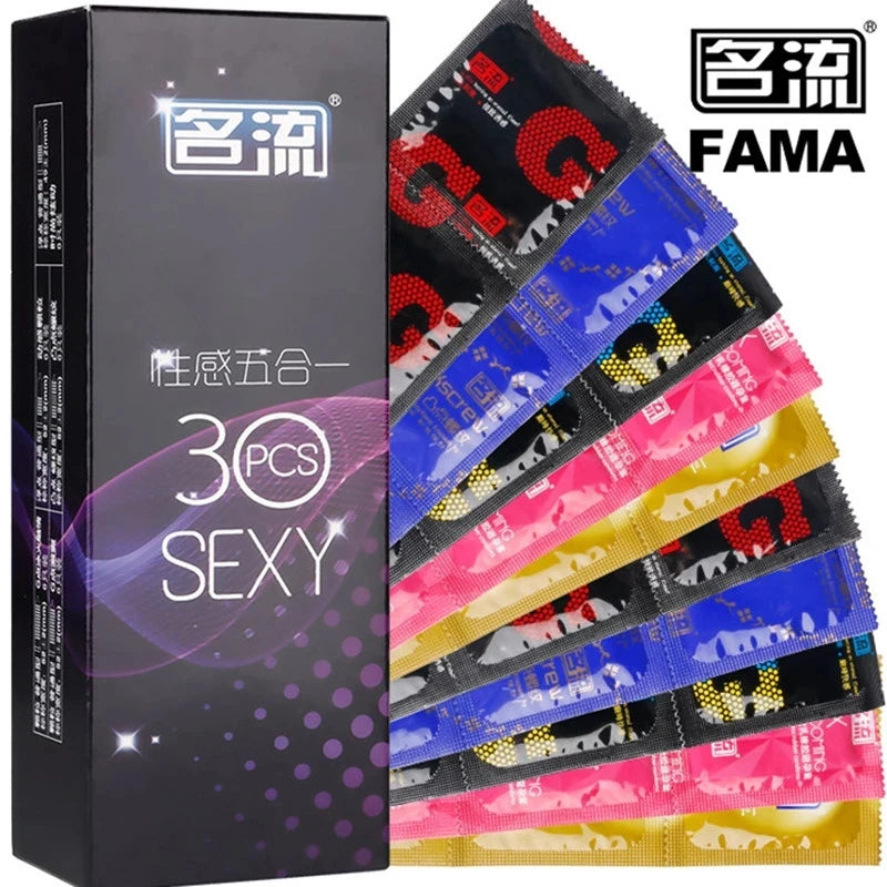 24/30PCS Condom Sex Toys 4 Types Cock Penis Sleeve Natural Latex Smooth Condoms Couple Contraception For Men Sex Products - Seprincess