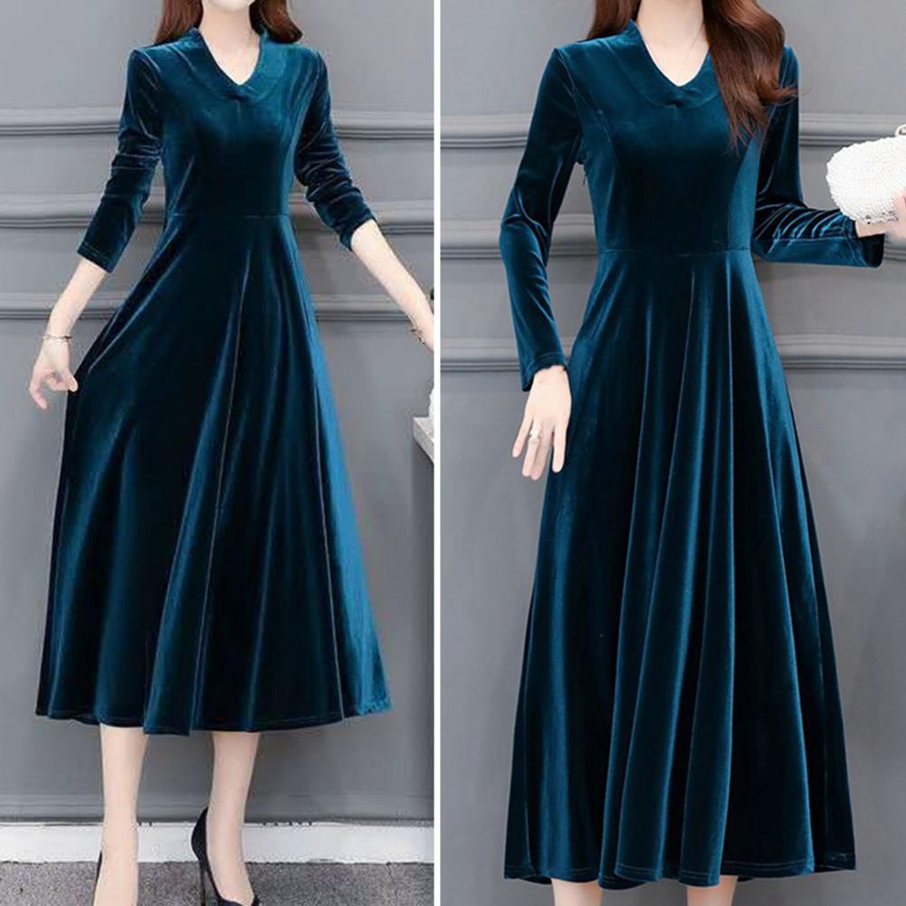 2023 Spring Vintage Women Midi Party Dress Long Sleeve Burgundy Black Velvet Dress 3XL 4XL 5XL 6XL - Seprincess