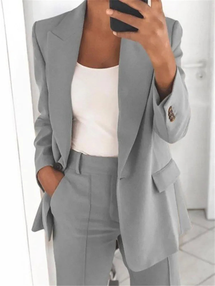 Autumn Fashion New Women's 2PCS Pants Sets Business Office Ladies Formal Blazer And Pants Sets Tracksuit Sets Female Outfits - Seprincess