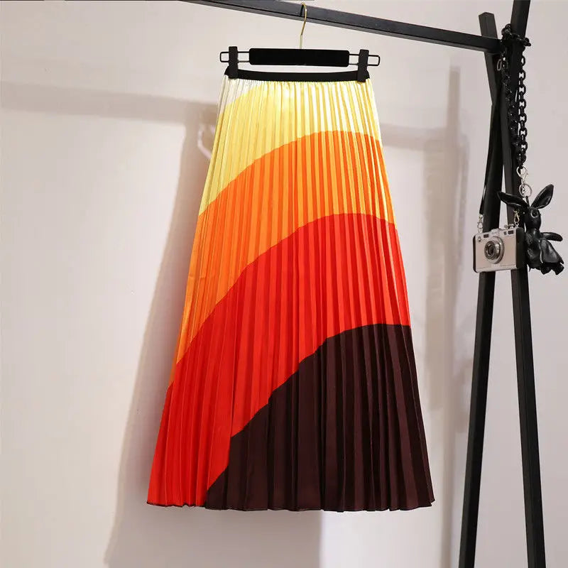 Pleated Skirt Women Summer 2022 New  Print Cartoon Pattern  Elastic Women Skirt Big Swing Party Holiday High Waist Skirts - Seprincess