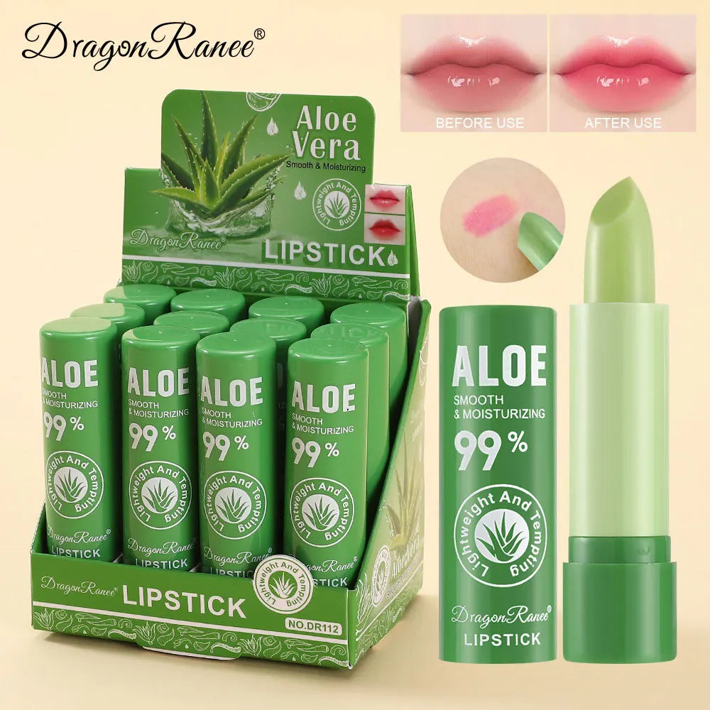 Natural Aloe Vera Moisturizing Lip Balm Color Changing Lipstick Lasting Nourishing Lipsticks Lips Care Korean Makeup Cosmetics - Seprincess