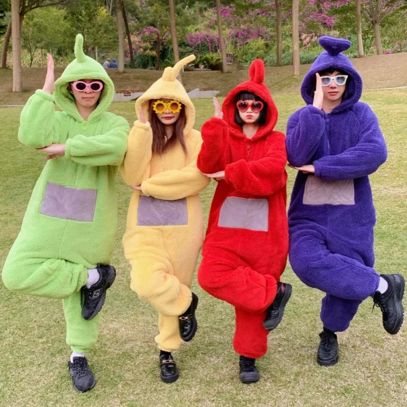 Cute Kids Adult Teletubbies Costumes Soft Long Sleeves Piece Pajamas Costume Lala Home Clothes Cosplay Unisex Hallowe Party Wear - Seprincess