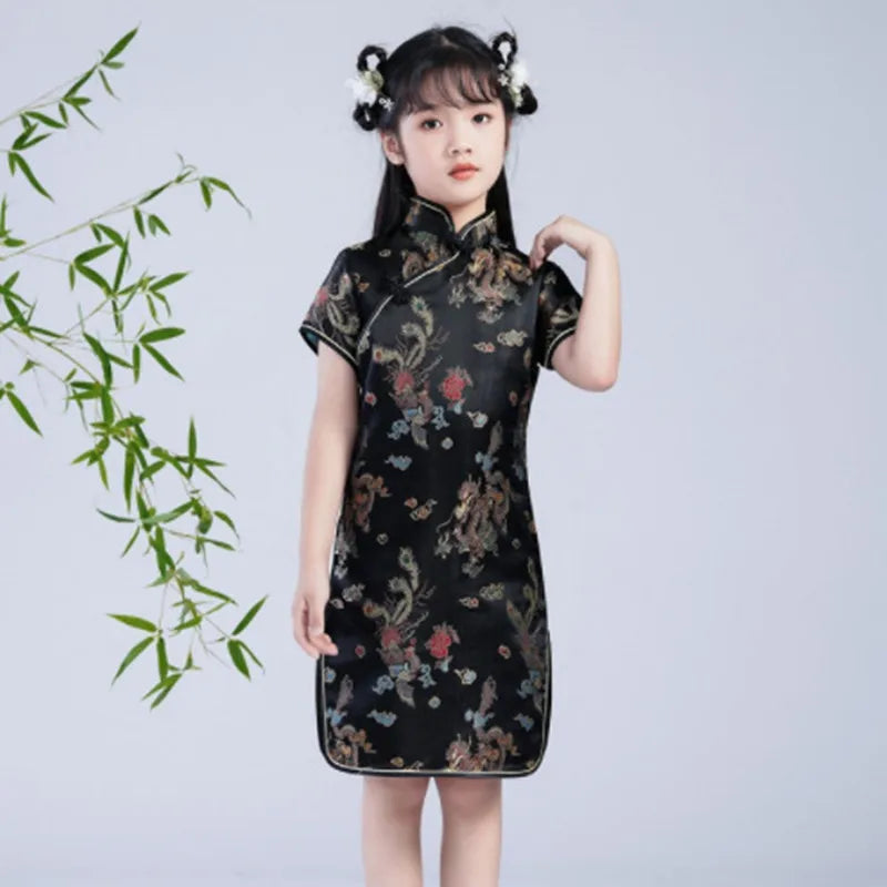 Qipao For Girl 2023 Children Cheongsam Chinese Traditional Dress Kid Dresses Elegant Party Baby Girl Chinese Dress Hanfu - Seprincess