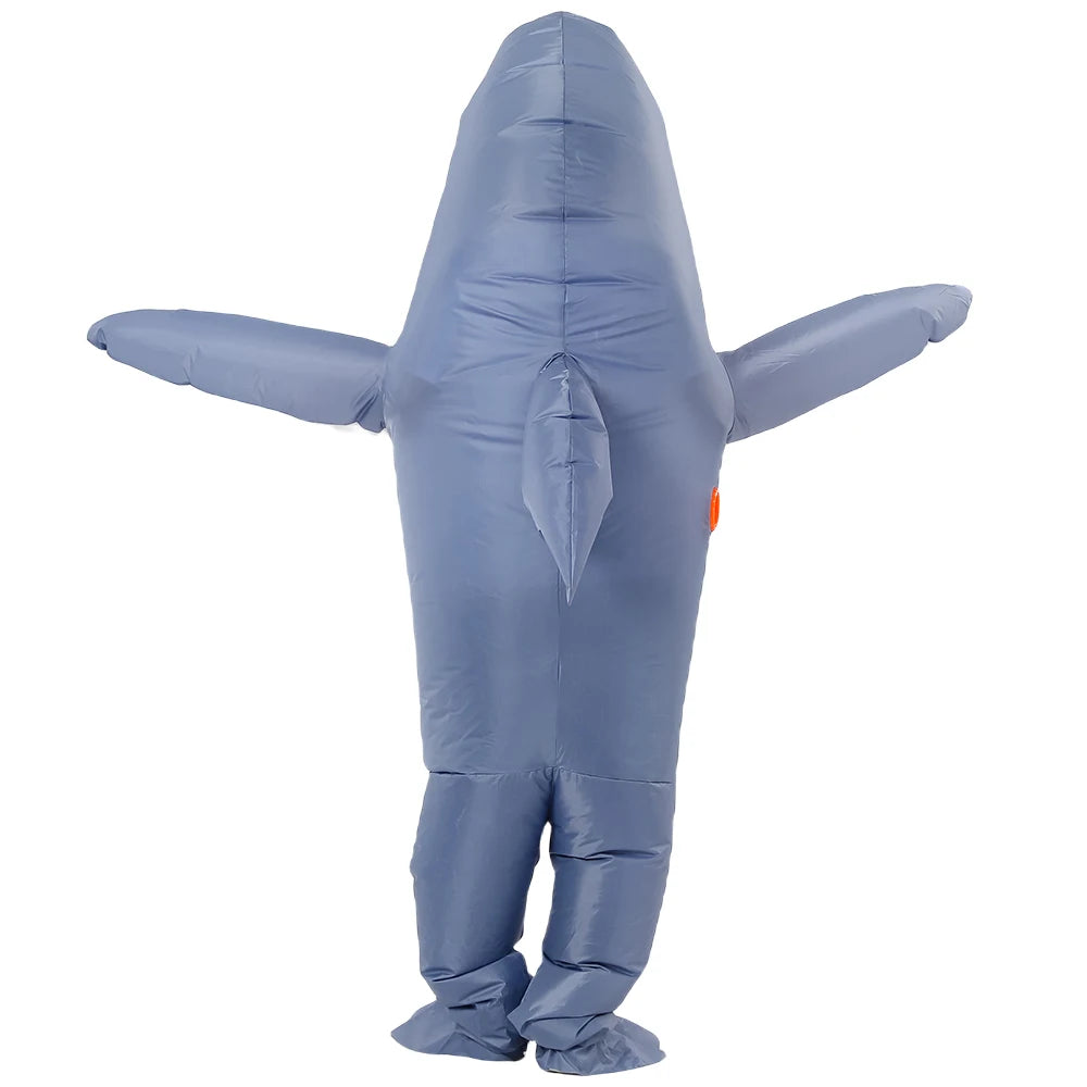 Unisex Funny Inflatable Shark Cosplay Costume Suit Adult Fancy Dress Performance Clothes Halloween Carnival Theme Party - Seprincess