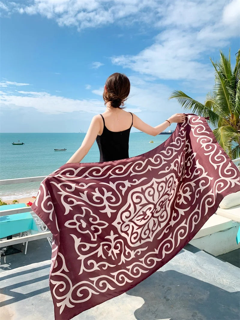 20 styles 90x180cm Cotton linen Summer Beach Dress Bikini Cover-ups Sarong Wrap Scarf Women Brazilian Swimsuit Bathing Cover Up