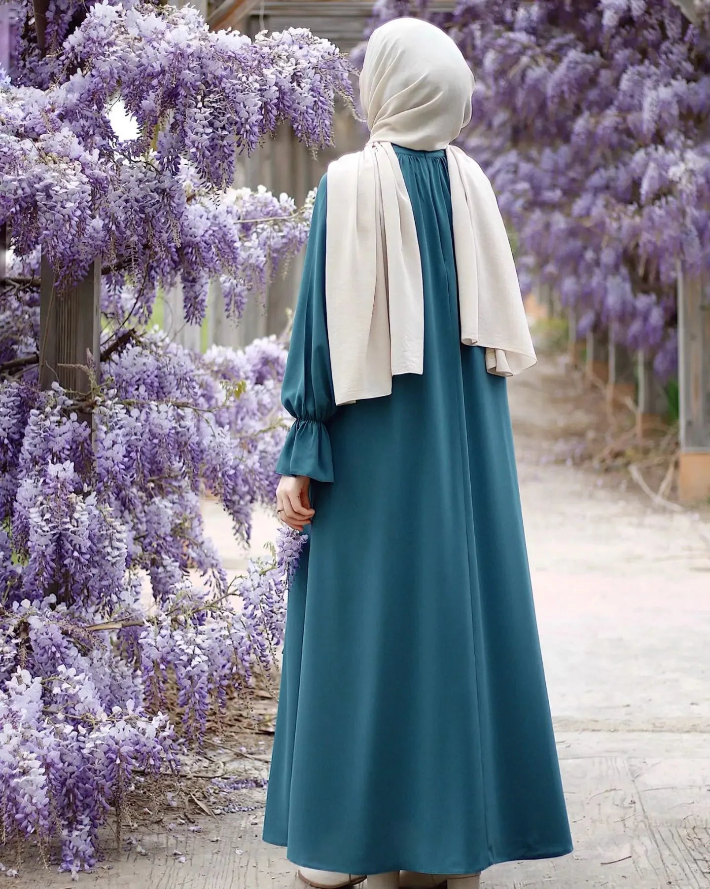 Fashion Chiffon Muslim Abaya Autumn Long Sleeve Wear With Pockets Femme Dress Islamic Clothing For Women Kaftans Solid - Seprincess